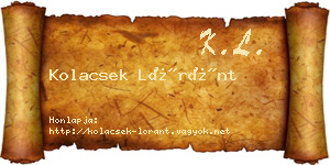 Kolacsek Lóránt névjegykártya